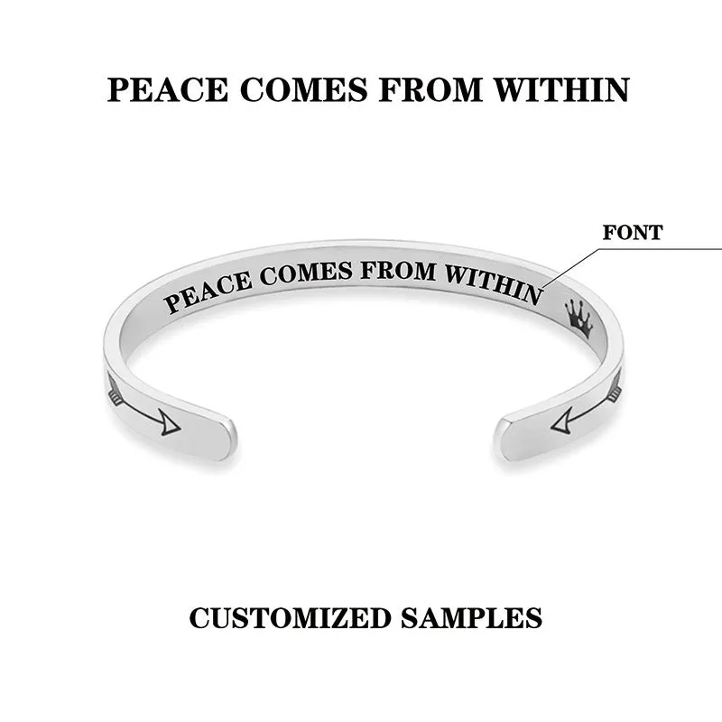 Luck Muse Engraved Mantra Cuff Bangle Bracelet - Personalized Inspirational Gift for Him/Her - Image 9