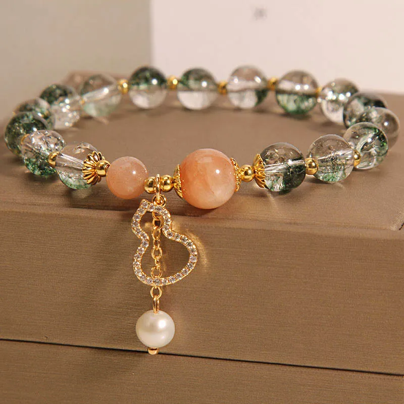 Green Phantom Gourd Charm Buddha Bracelet for Confidence - Image 2