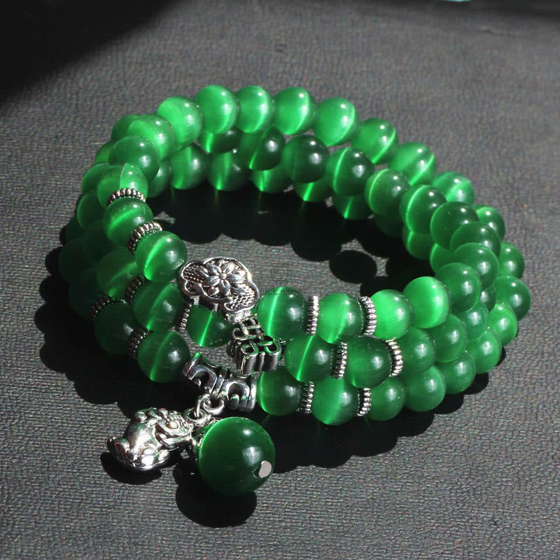 Luck Muse Cat's Eye Pixiu Triple Wrap Bracelet - Energizing Support - Image 11