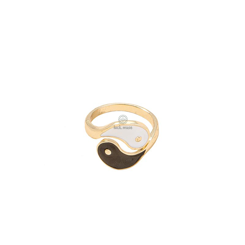 Luck Muse Yin Yang Symbol Blessing Adjustable Couple Ring - Image 6
