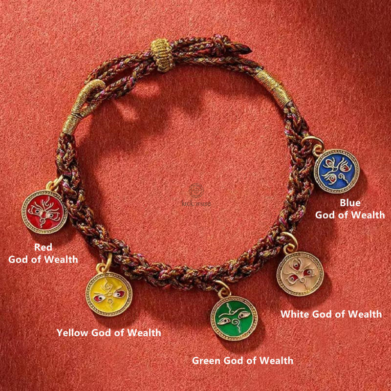 Tibetan Lucky Wealth Thangka Braided String Bracelet - Image 6