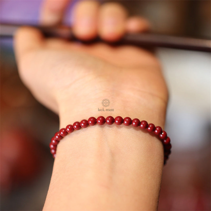 Natural Cinnabar Blessed Red String Braided Luck Muse Bracelet Anklet - Image 3