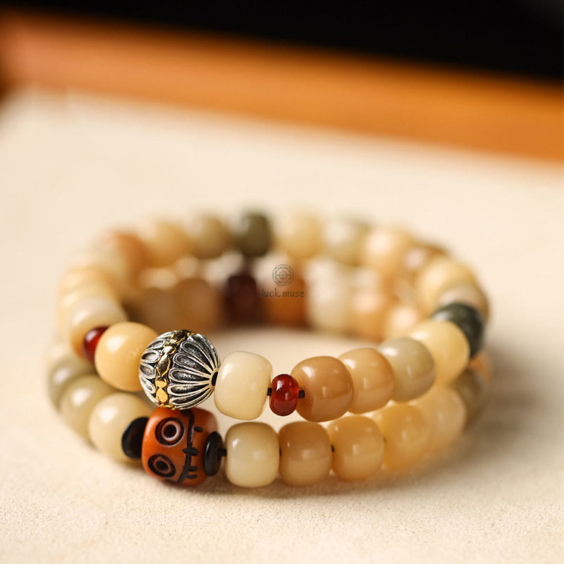 Bodhi Seed Om Mani Padme Hum Wisdom Bracelet with Buddhist Citipati Design