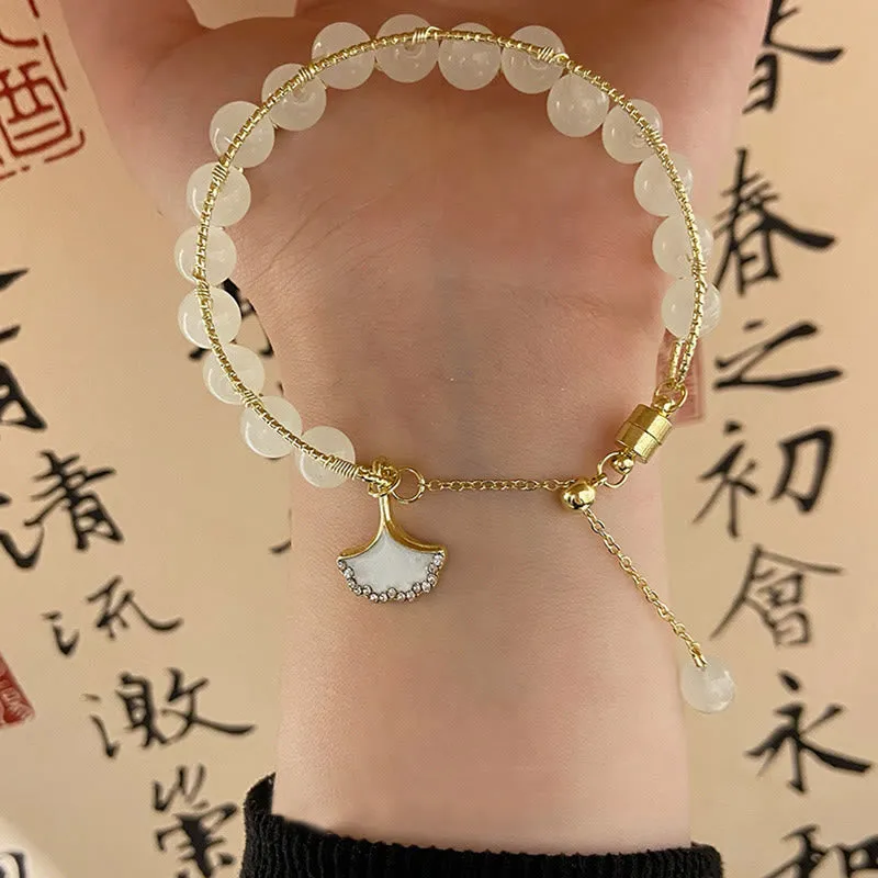 Ginkgo Leaf Jade Bracelet for Luck and Positive Energy - Image 2