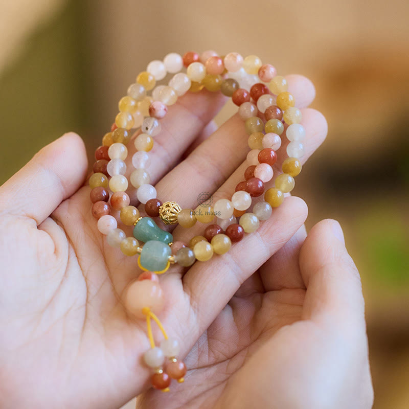 Golden Silk Jade Prosperity Triple Wrap Bracelet - Image 7