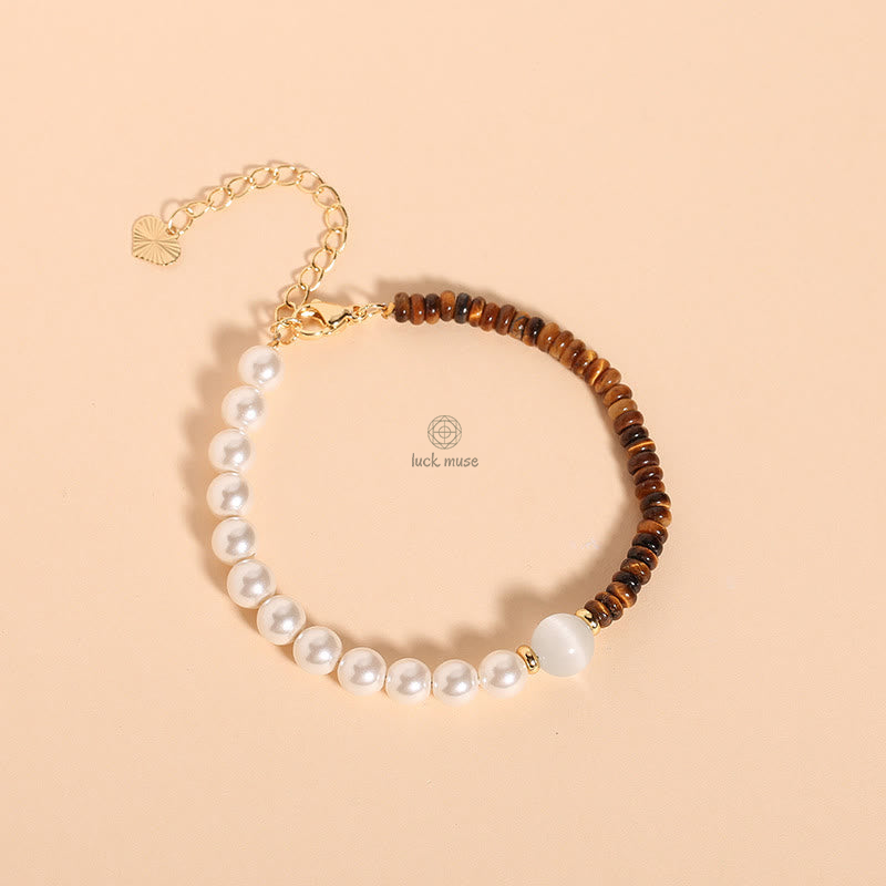 Natural Green Strawberry Quartz Tiger Eye Sodalite White Jade Pearl Gratitude Bracelet - Image 6