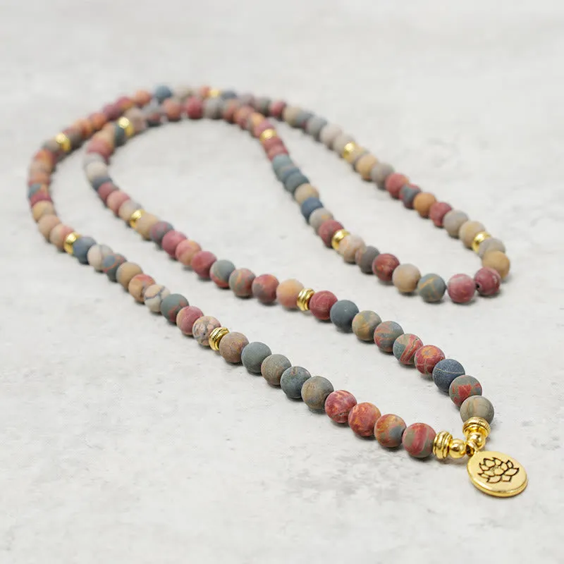Picasso Jasper Stone 108 Mala Beads Bracelet for Courage and Energy - Image 4