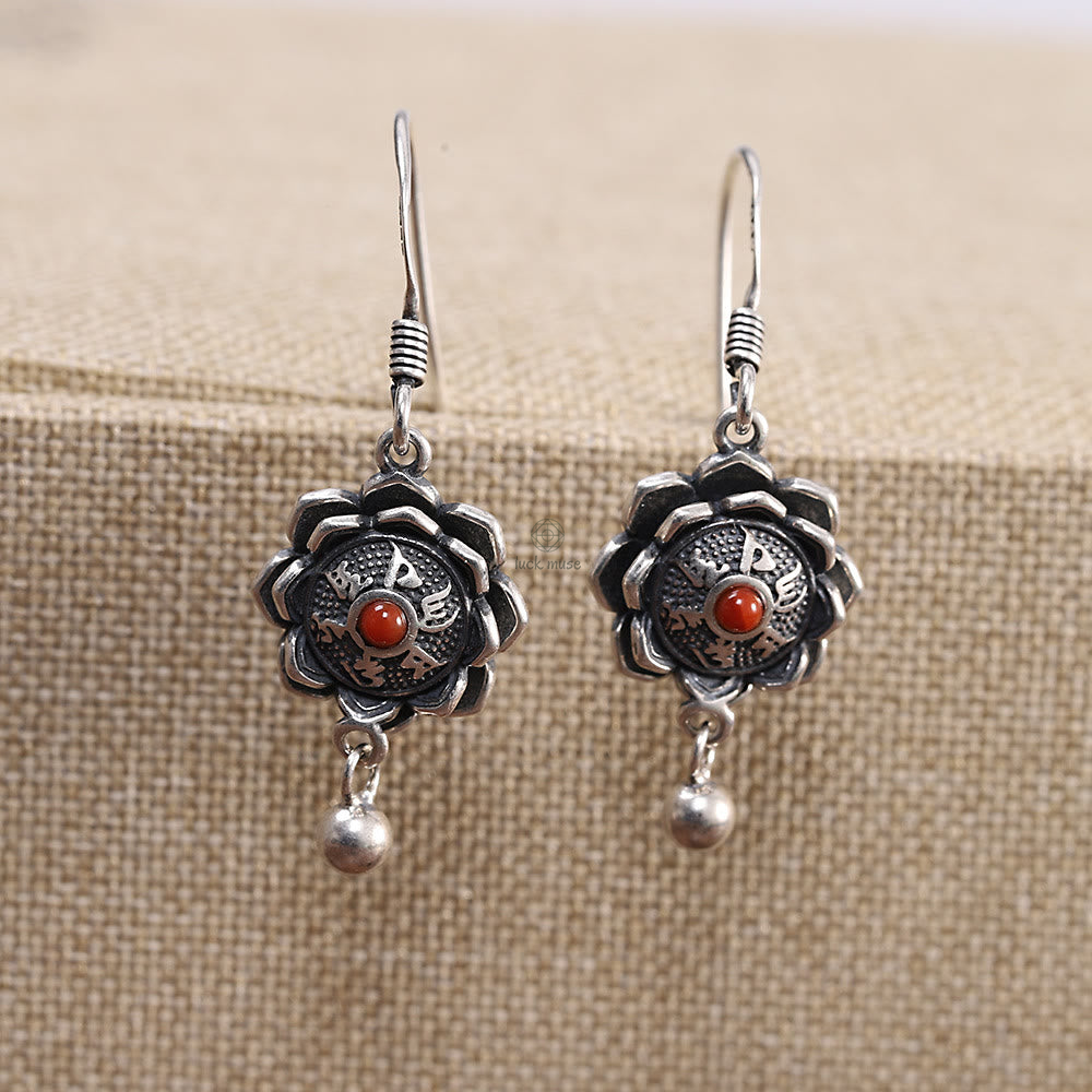 Luck Muse 925 Sterling Silver Om Mani Padme Hum Lotus Necklace Set - Image 4