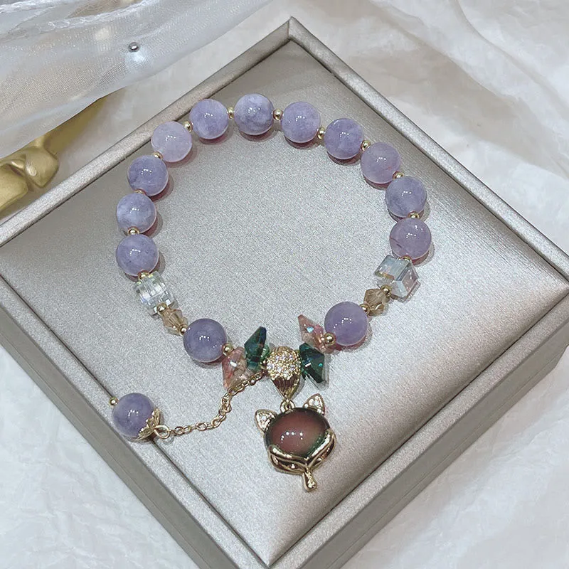 Luck Muse Purple Jade Fox Charm Bracelet for Happiness - Image 4