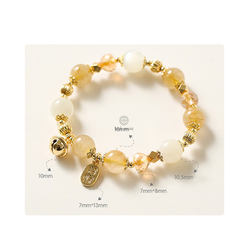 Golden Rutilated Quartz Wealth Charm Bracelet - Luck Muse 14K Gold Plated - Image 9