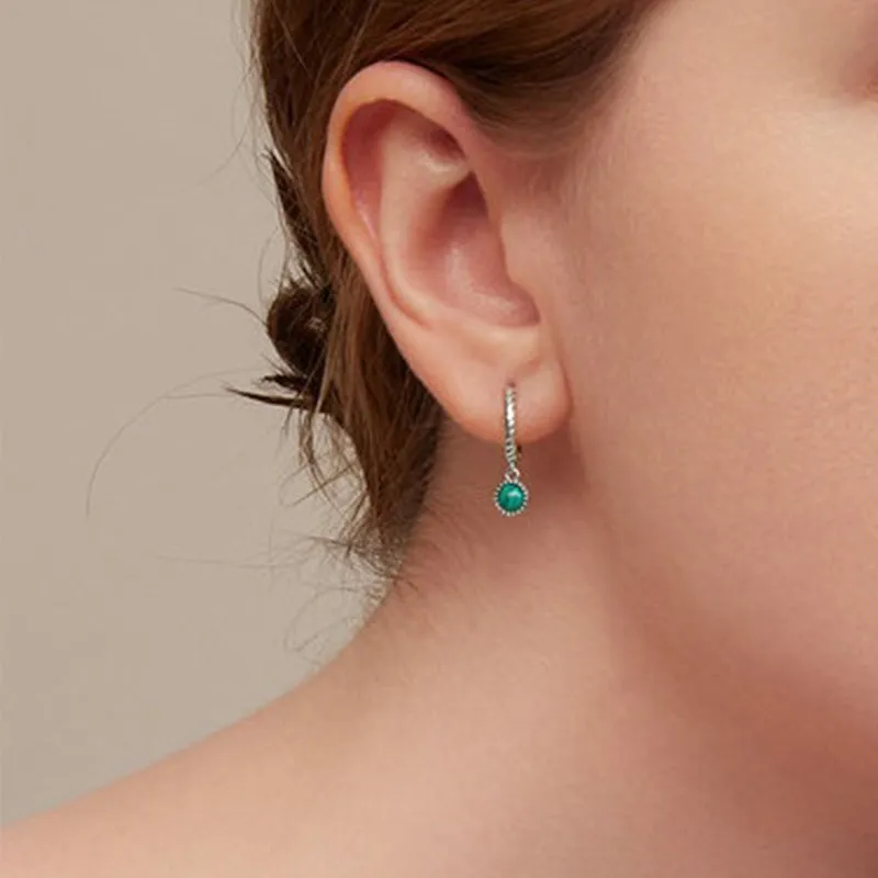 Luck Muse 925 Sterling Silver Malachite Anti-Anxiety Round Drop Earrings - Image 4