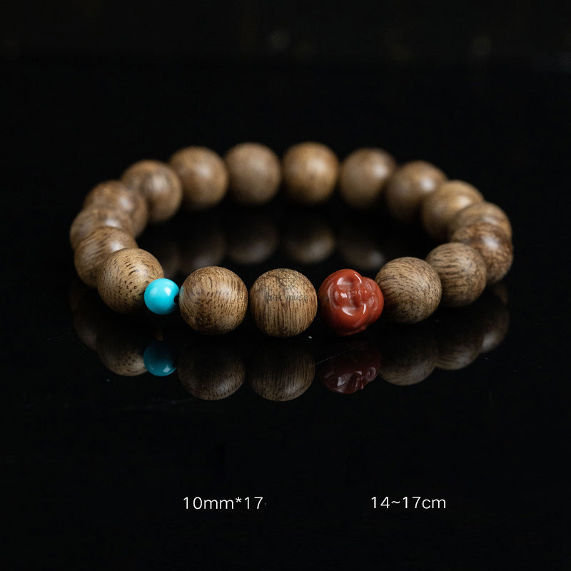 Tarakan Agarwood Amber Red Agate Laughing Buddha Meditation Bracelet - Image 7