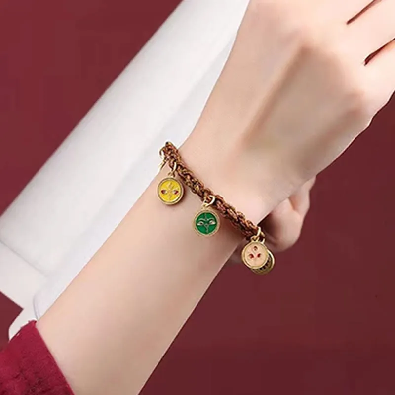 Tibetan Lucky Wealth Thangka Braided String Bracelet - Image 3