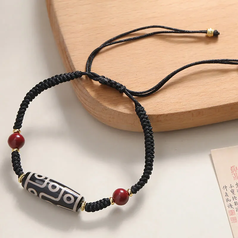 Handcrafted Tibetan Nine-eye Dzi Bead Protection Bracelet with Luck Muse Influence - Image 3