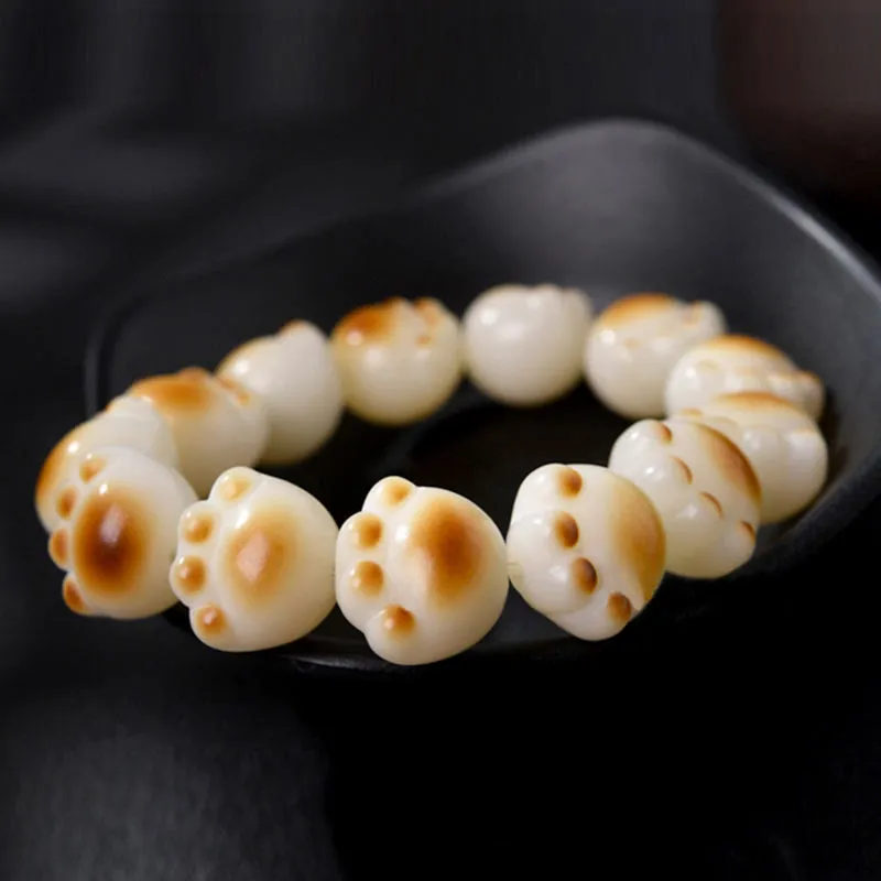 Cute Cat Paw Bodhi Seed Peace Bracelet with Luck Muse Accents - Image 10