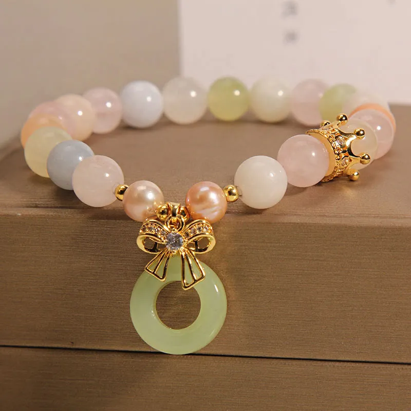 Luck Muse Morganite Peace and Confidence Bracelet with Jade Buckle - Image 2