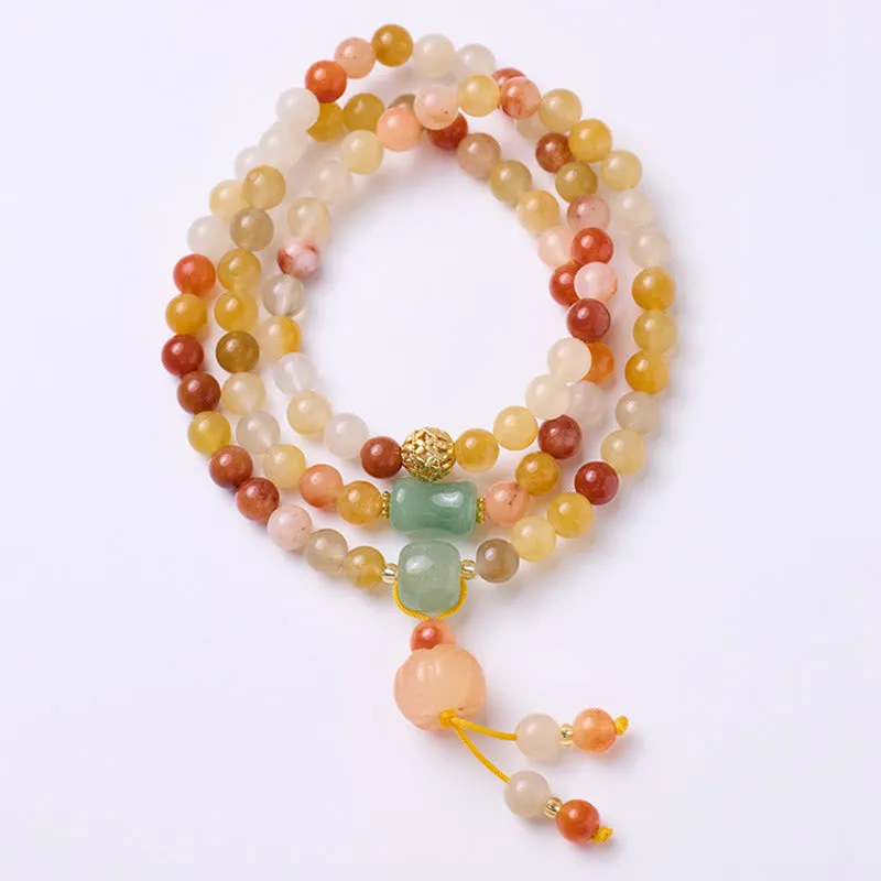 Golden Silk Jade Prosperity Triple Wrap Bracelet