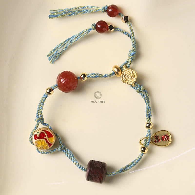 Handmade Hetian Jade Auspicious Clouds Lucky Fu Character Bracelet - Image 3