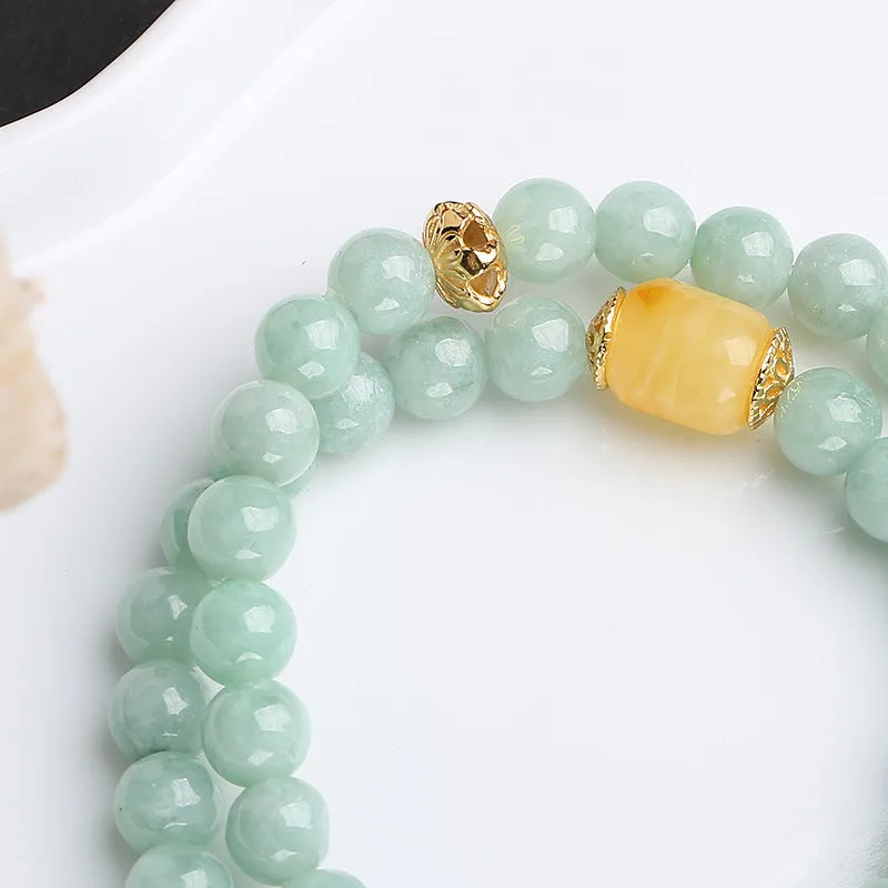 925 Sterling Silver Natural Jade Amber Butterfly Bracelet - Luck and Abundance - Image 4