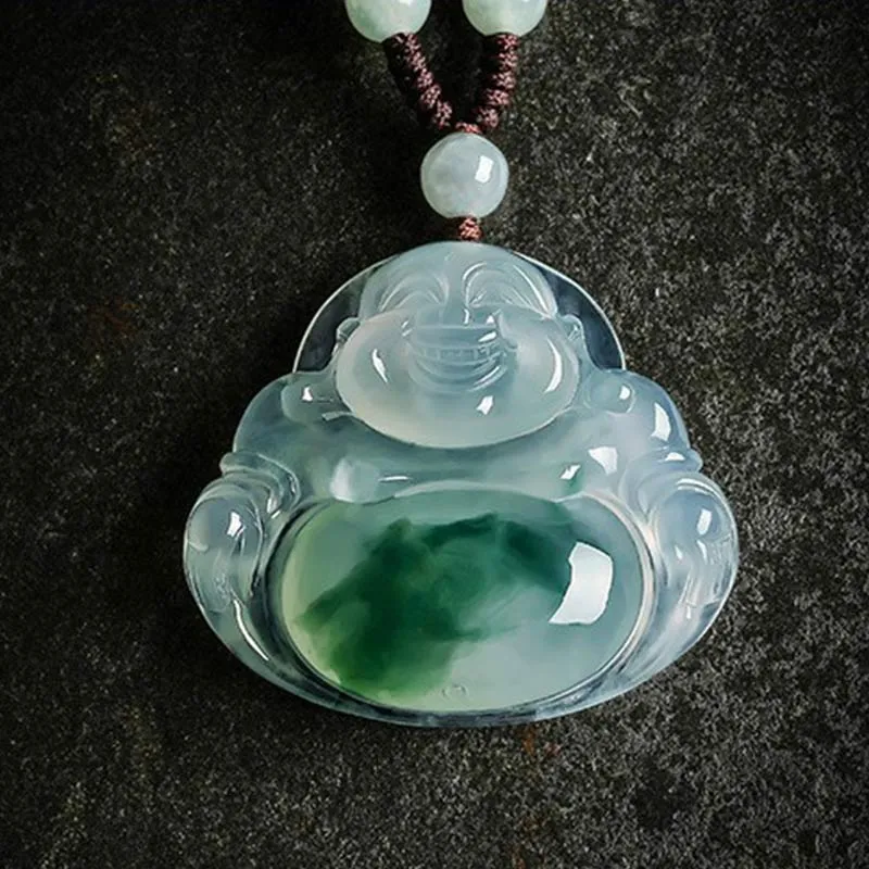 Buddha Cyan Jade Luck Necklace Pendant - Image 5