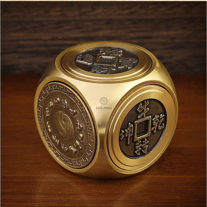 Luck Muse Four Beasts Feng Shui Yin Yang Bagua Rotating Copper Coin Decor - Image 7