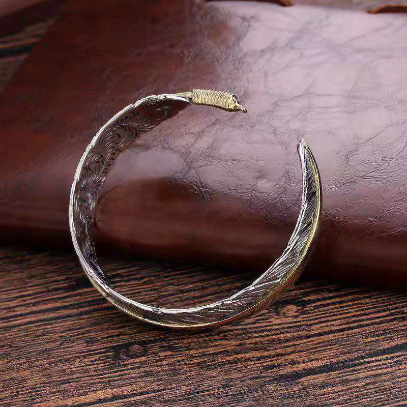Feather Pattern Luck Muse Cuff Bracelet for Luck and Wealth - Image 9