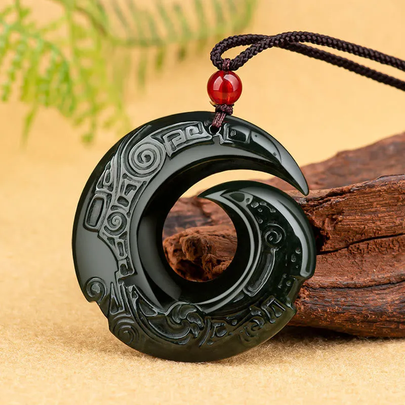 Luck Muse Hetian Cyan Jade Success Necklace Pendant with Luck-Enhancing Design Pattern - Image 4