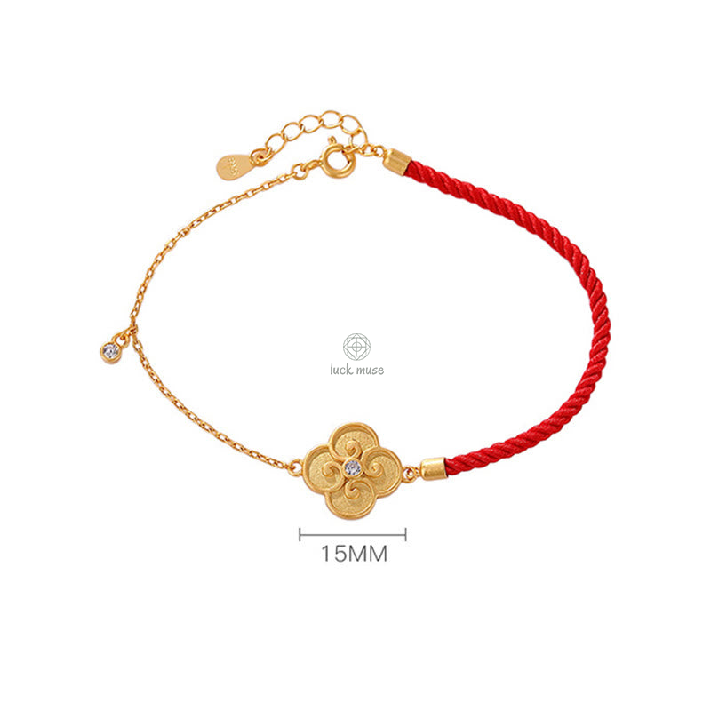 Gold-Plated Sterling Silver Luck Muse Four Leaf Clover Zircon Bracelet - Image 6