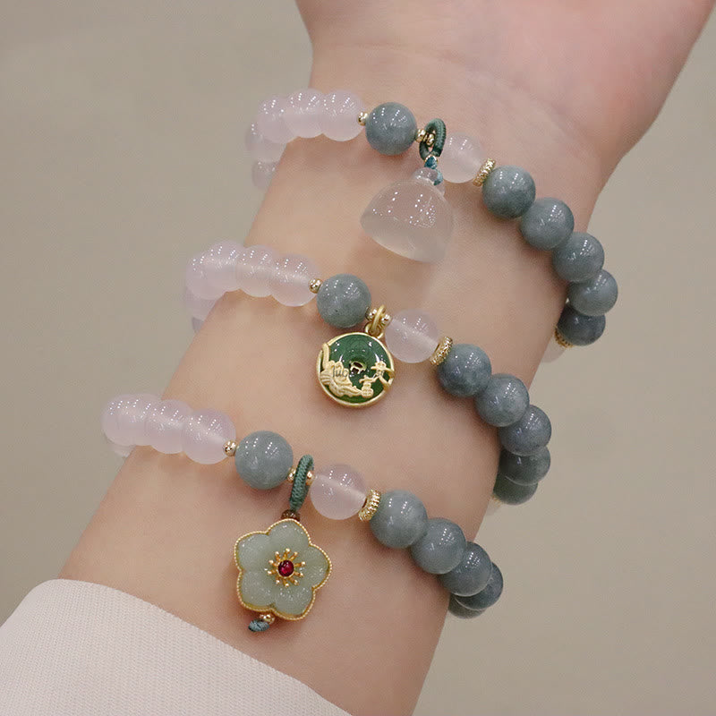 Lotus Flower White Agate Luck Muse Protection Bracelet - Image 2