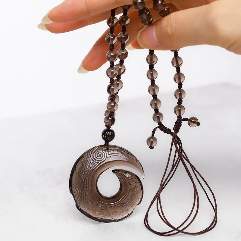 Luck Muse Black Obsidian Ice Obsidian Peace Buckle Strength Necklace Pendant - Image 8