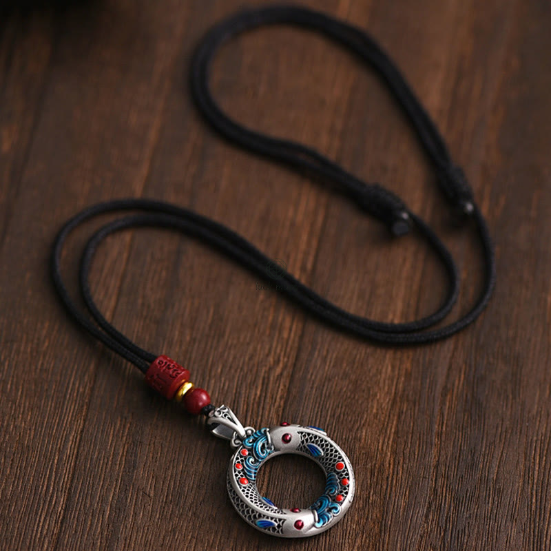 Luck Muse Koi Fish Peace Symbol Copper Necklace - Image 6