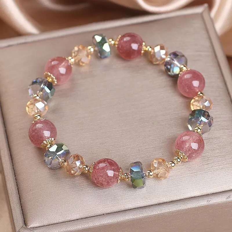 Natural Strawberry Quartz Crystal Bracelet - Image 4