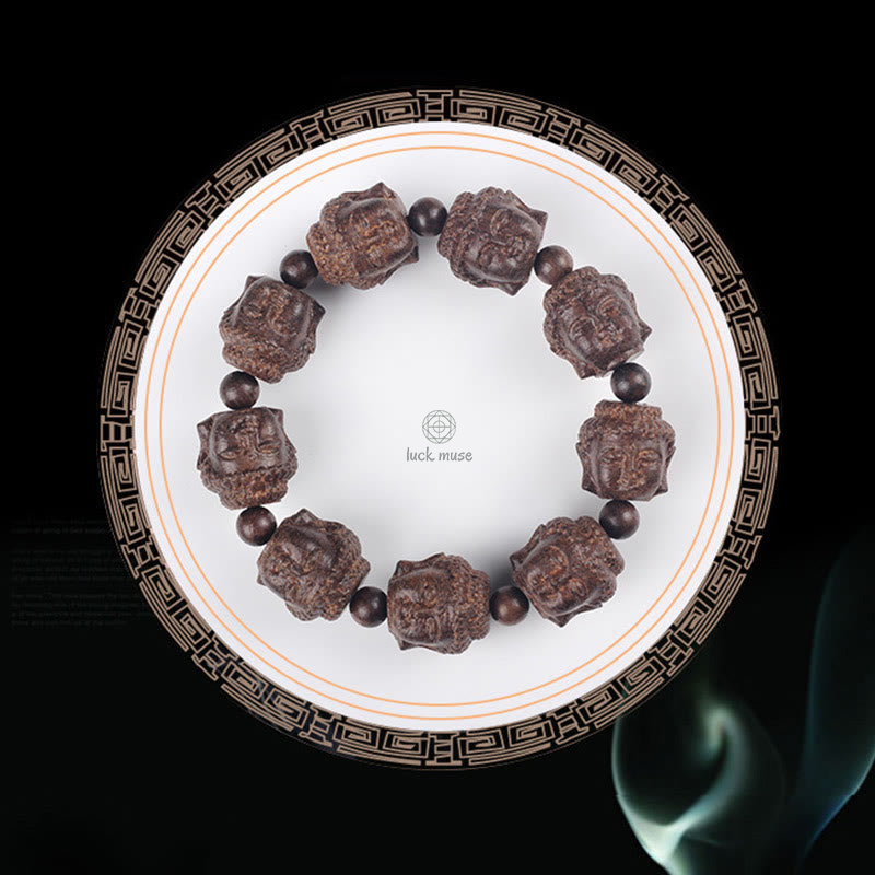 Luck Muse Agarwood Carved Buddha Bracelet for Calmness - Image 6