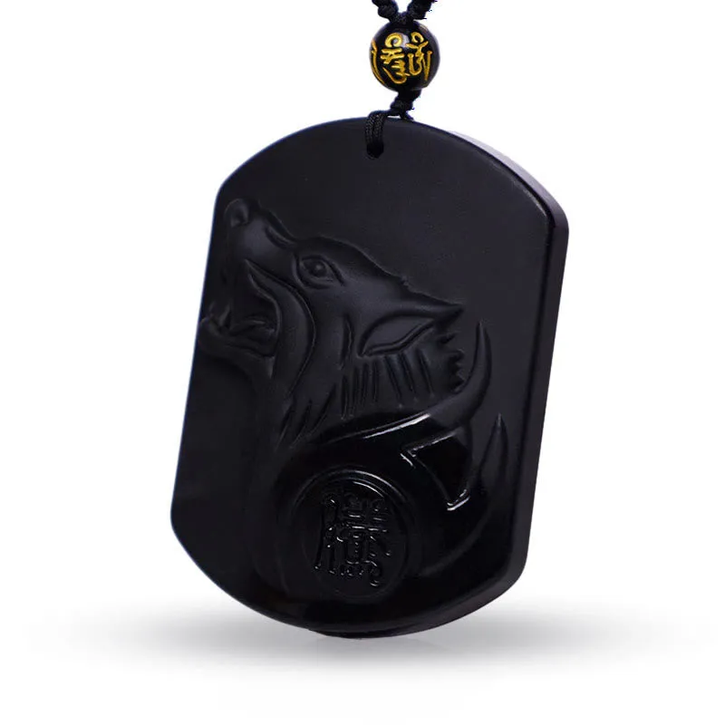 Black Obsidian Stone Wolf Purification Necklace - Image 3