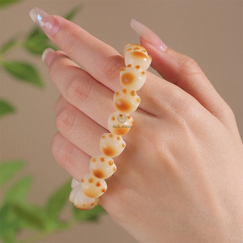 Cute Cat Paw Bodhi Seed Peace Bracelet with Luck Muse Accents - Image 15