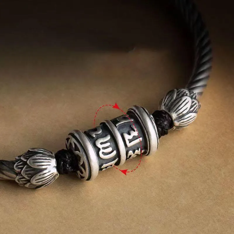 Braided Bracelet with Luck Muse Om Mani Padme Hum Lotus Peace Design - Image 3