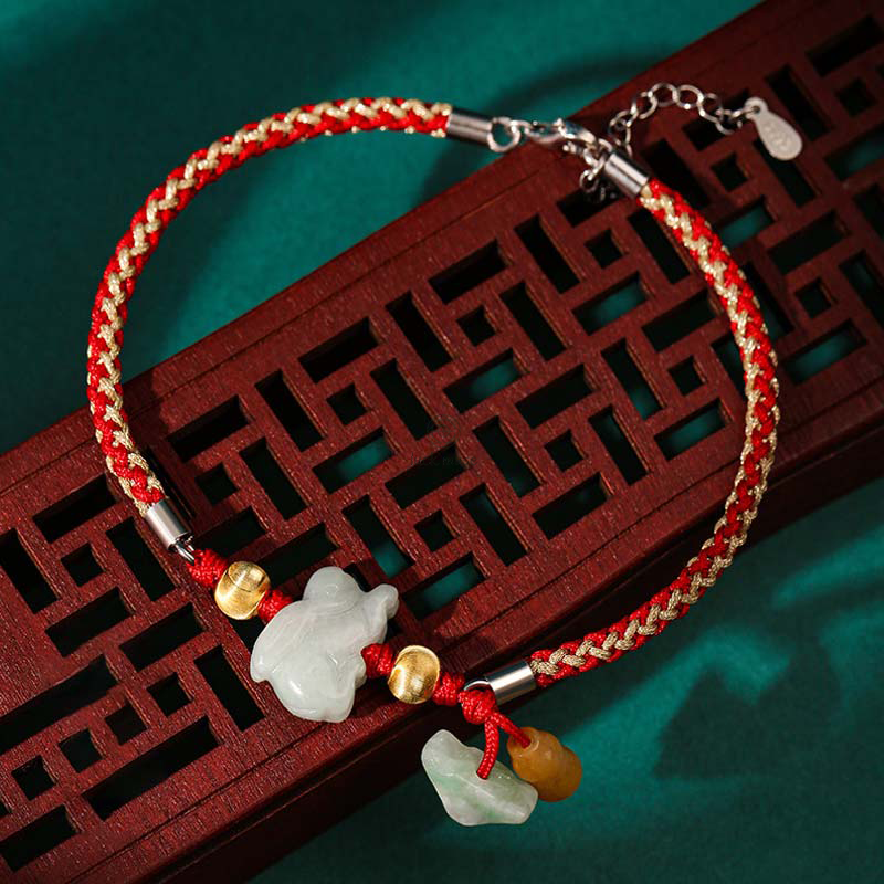 Luck Muse Chinese Zodiac Jade Prosperity Red String Bracelet - Image 8