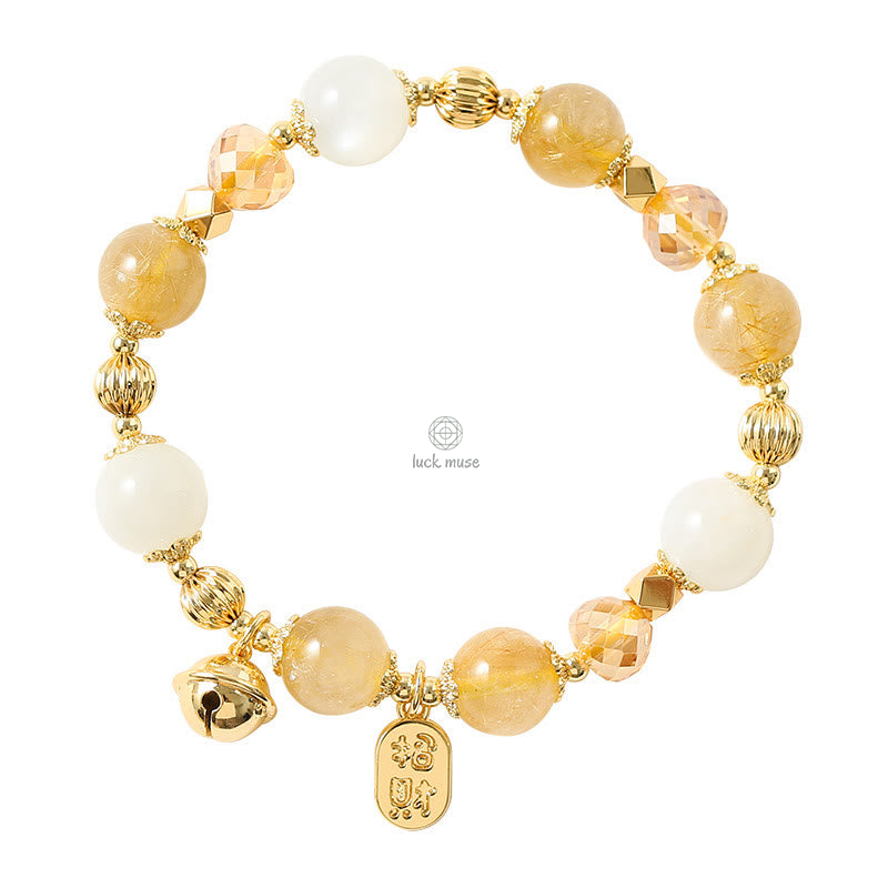 Golden Rutilated Quartz Wealth Charm Bracelet - Luck Muse 14K Gold Plated - Image 10