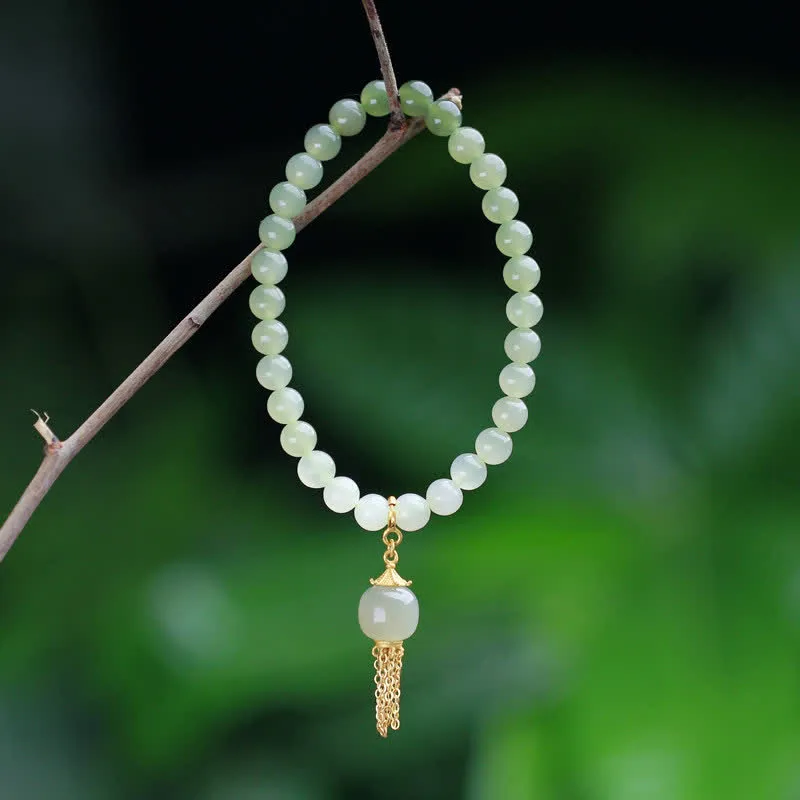 Luck Muse 925 Sterling Silver Hetian Jade Wealth Charm Bracelet