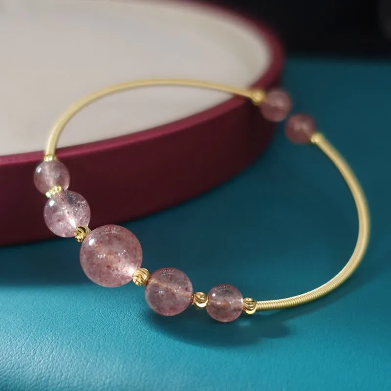 Luck Muse Natural Strawberry Quartz Love Healing Bracelet - Image 2