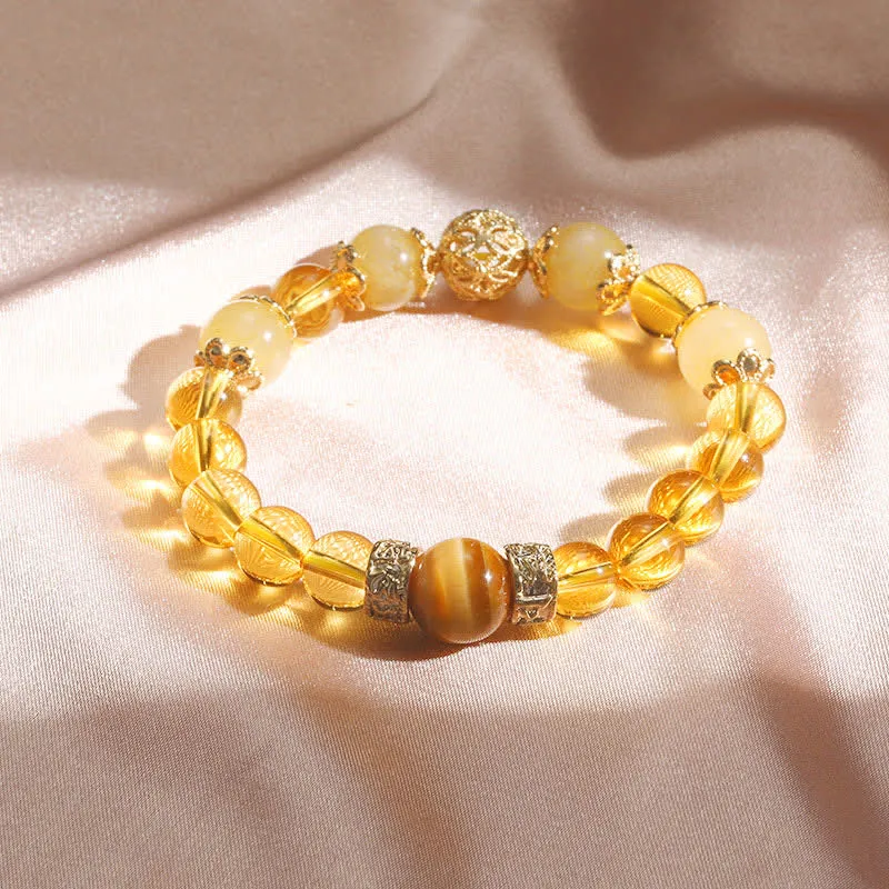 Buddha Citrine Beaded Bracelet for Generosity and Prosperity