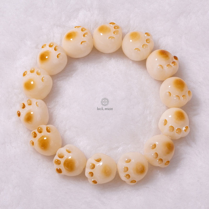 Cute Cat Paw Bodhi Seed Peace Bracelet with Luck Muse Accents - Image 16