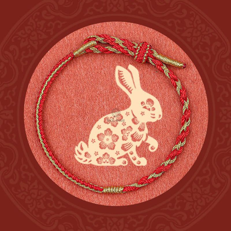 Luck Muse Handmade Chinese Zodiac Protection Bracelet Featuring Rabbit, Rooster, Rat, Horse, and Dragon - Image 2