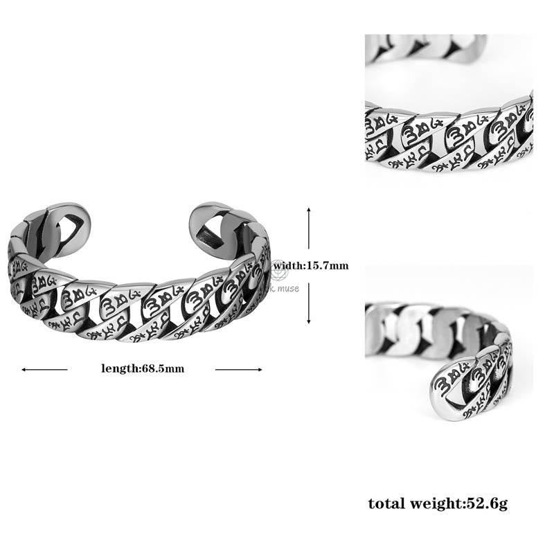 Tibetan Om Mani Padme Hum Mantra Titanium Steel Bangle Bracelet - Peaceful Design - Image 8