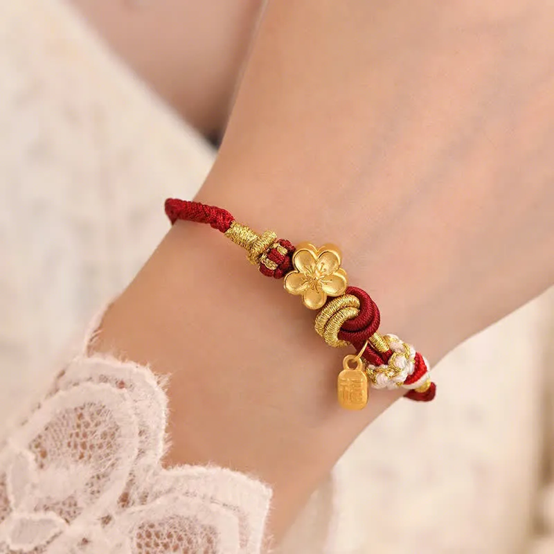 Peach Blossom Happiness Lucky Red String Bracelet with Luck Muse Charm - Image 4