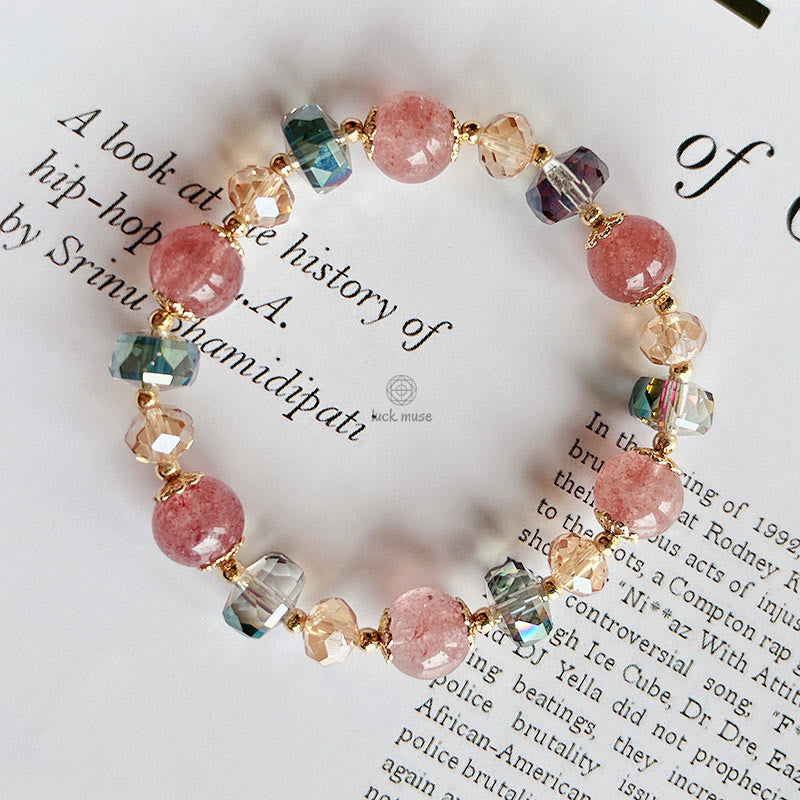 Natural Strawberry Quartz Crystal Bracelet - Image 6