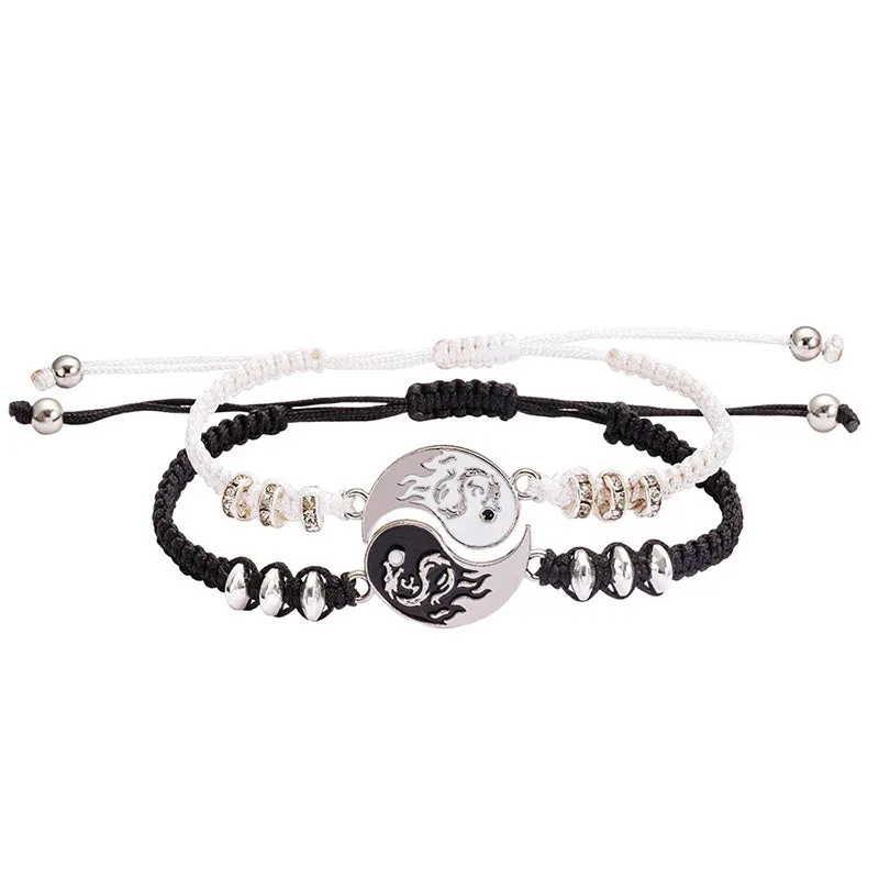 Luck Muse Yin Yang Dragon Couple Bracelet Set