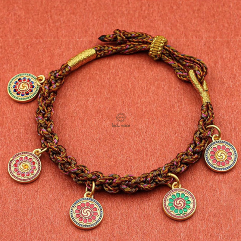 Tibetan Lucky Wealth Thangka Braided String Bracelet - Image 9