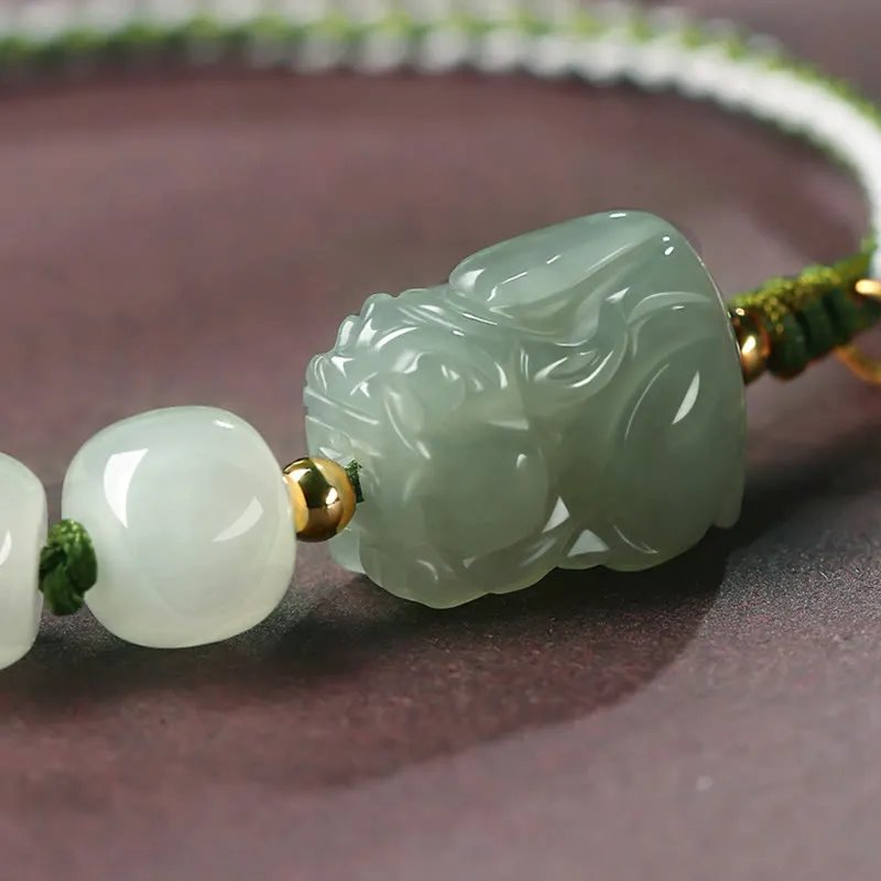 Natural Hetian Jade PiXiu Luck Fu Character String Bracelet from Luck Muse Shop - Image 3