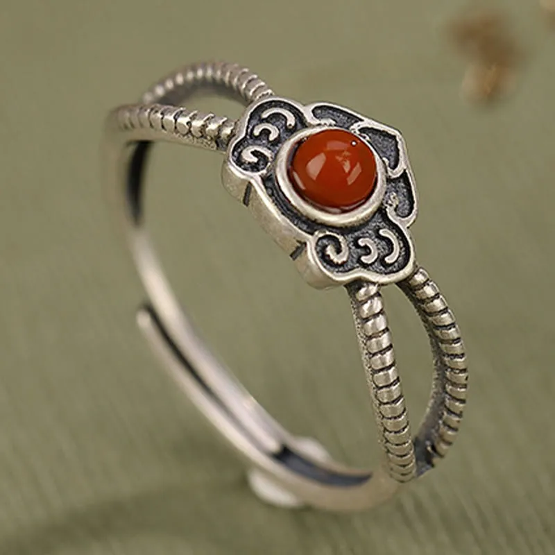 925 Sterling Silver Red Agate Mindful Ring - Image 6
